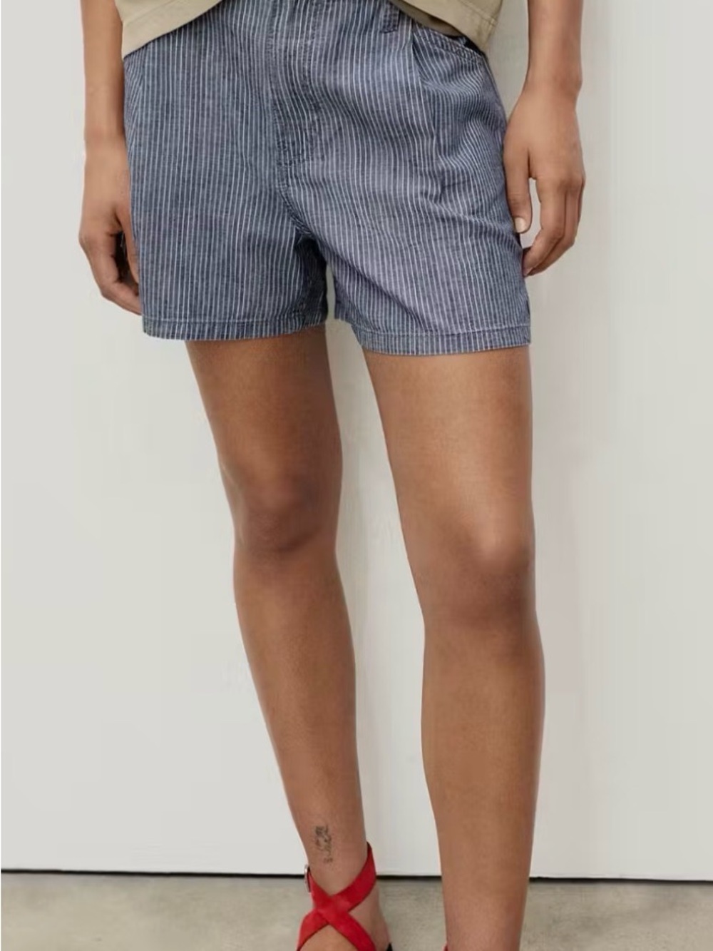 Mango Striped Blue Women’s High-Rise Shorts